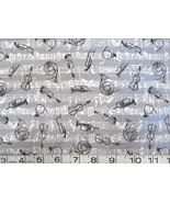 1/2 yard music/notes/instruments/sheet music on gray quilt fabric-free s... - $12.99