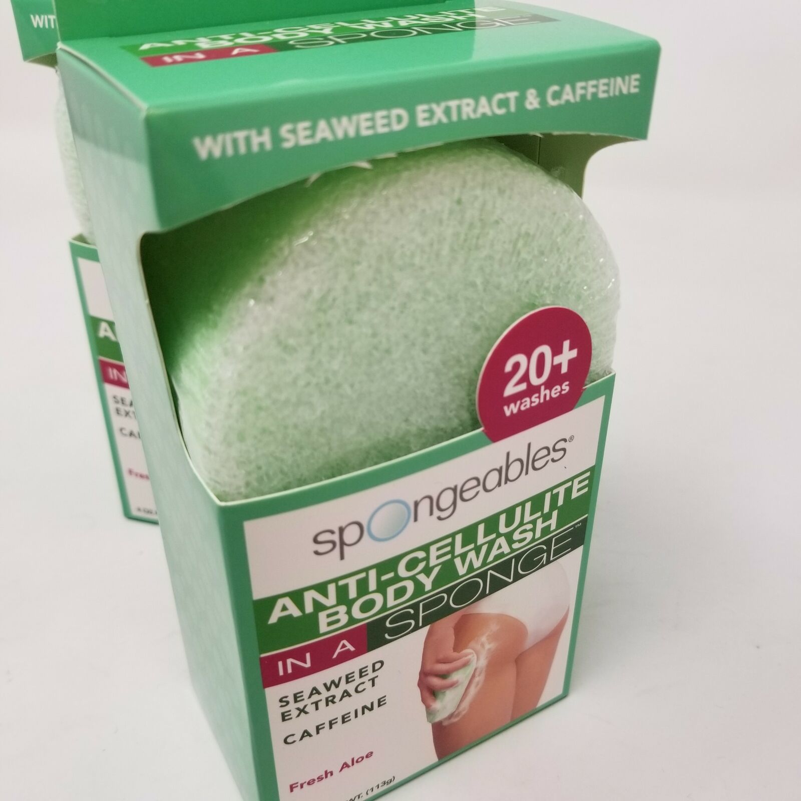 Spongeables Anti Cellulite Body Wash in Sponge Fresh Aloe Scent 4 oz. 2