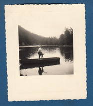 Antique Vintage Photograph in Croatia 1930s, Fishing Man, river boat sma... - $13.99