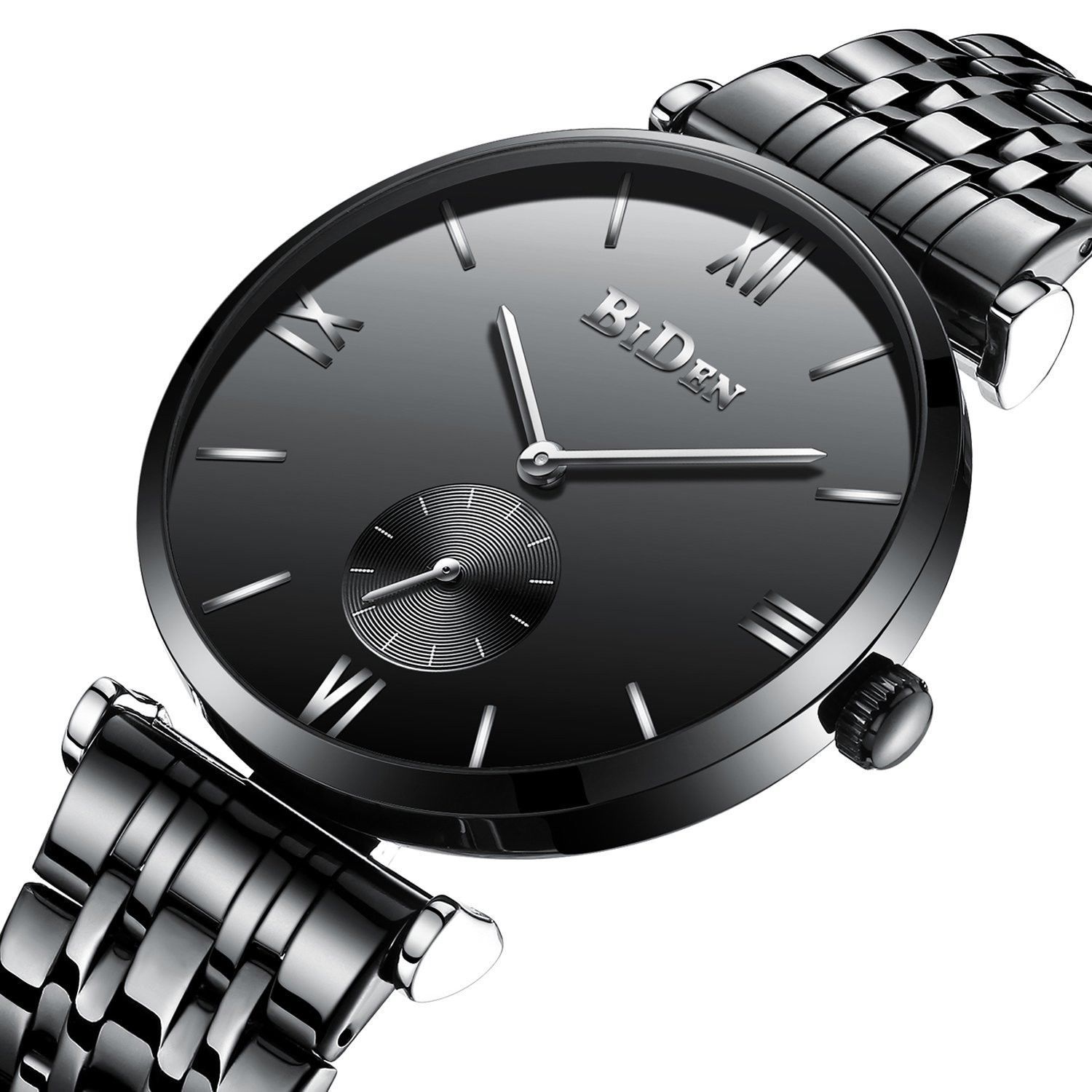 Men Watches Fashion Stainless Steel Strap Analog Quartz Wrist Watch Business Lux