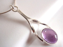 Amethyst Necklace 925 Sterling Silver 90 Degree Twisted Arms New - $15.29