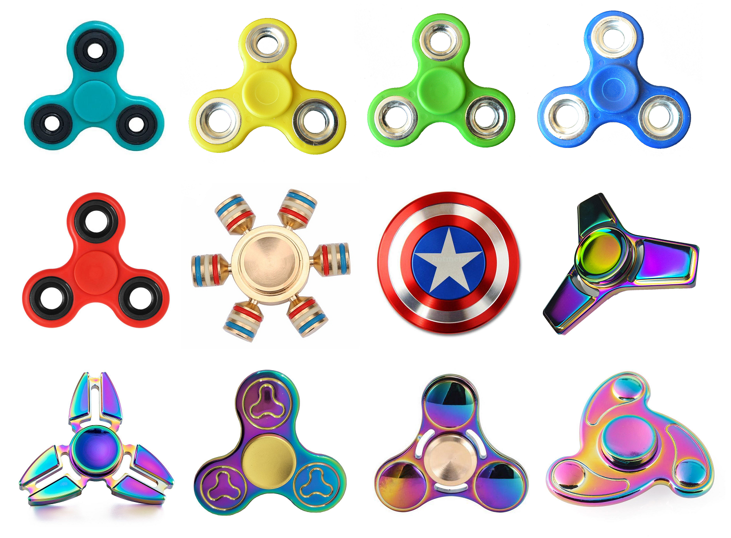USA Stock Glow in the Dark, Ship Wheel, Rainbow, Captain America Fidget Spinner
