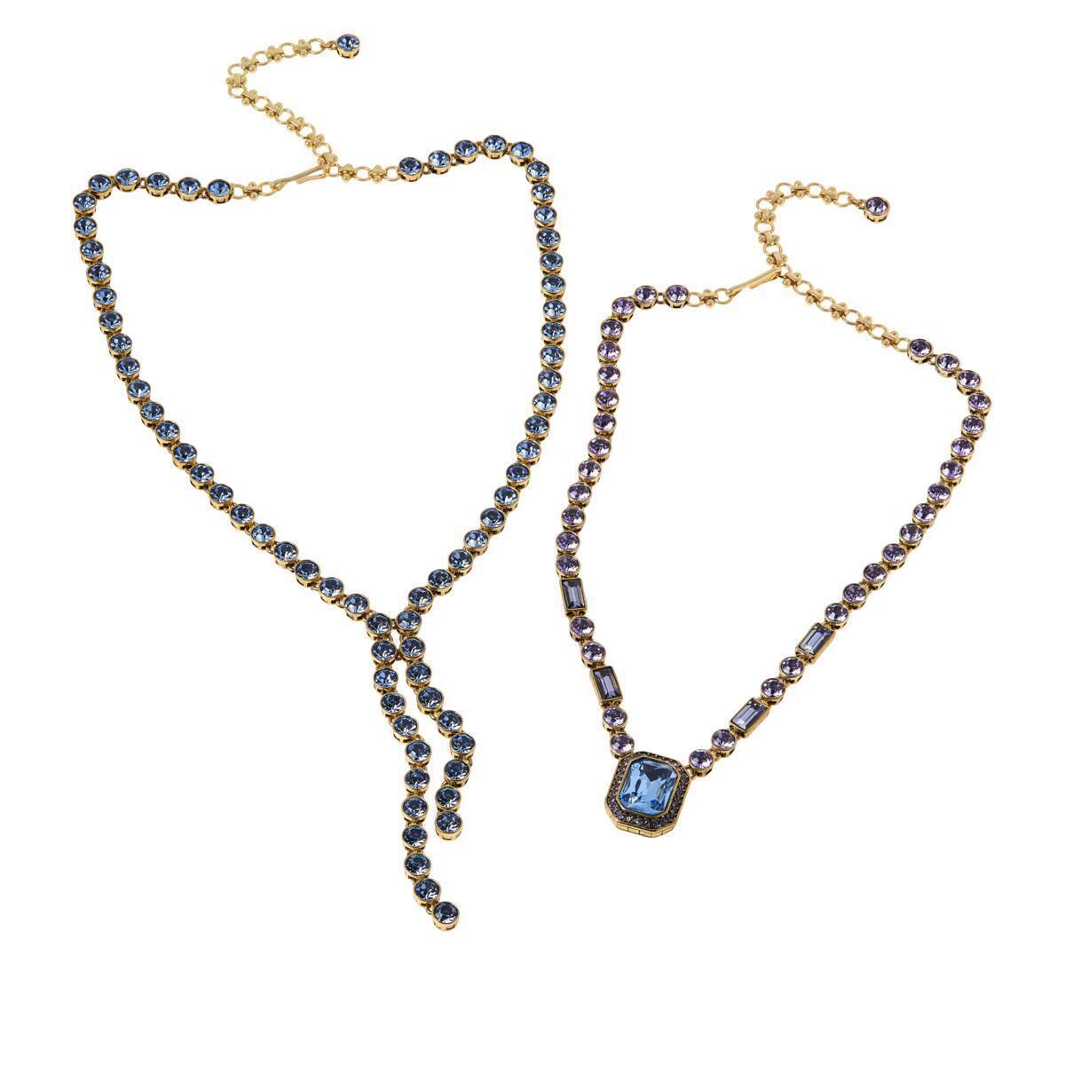 Heidi Daus OnLine 2piece Bluestones Necklace Set. 17 & 20