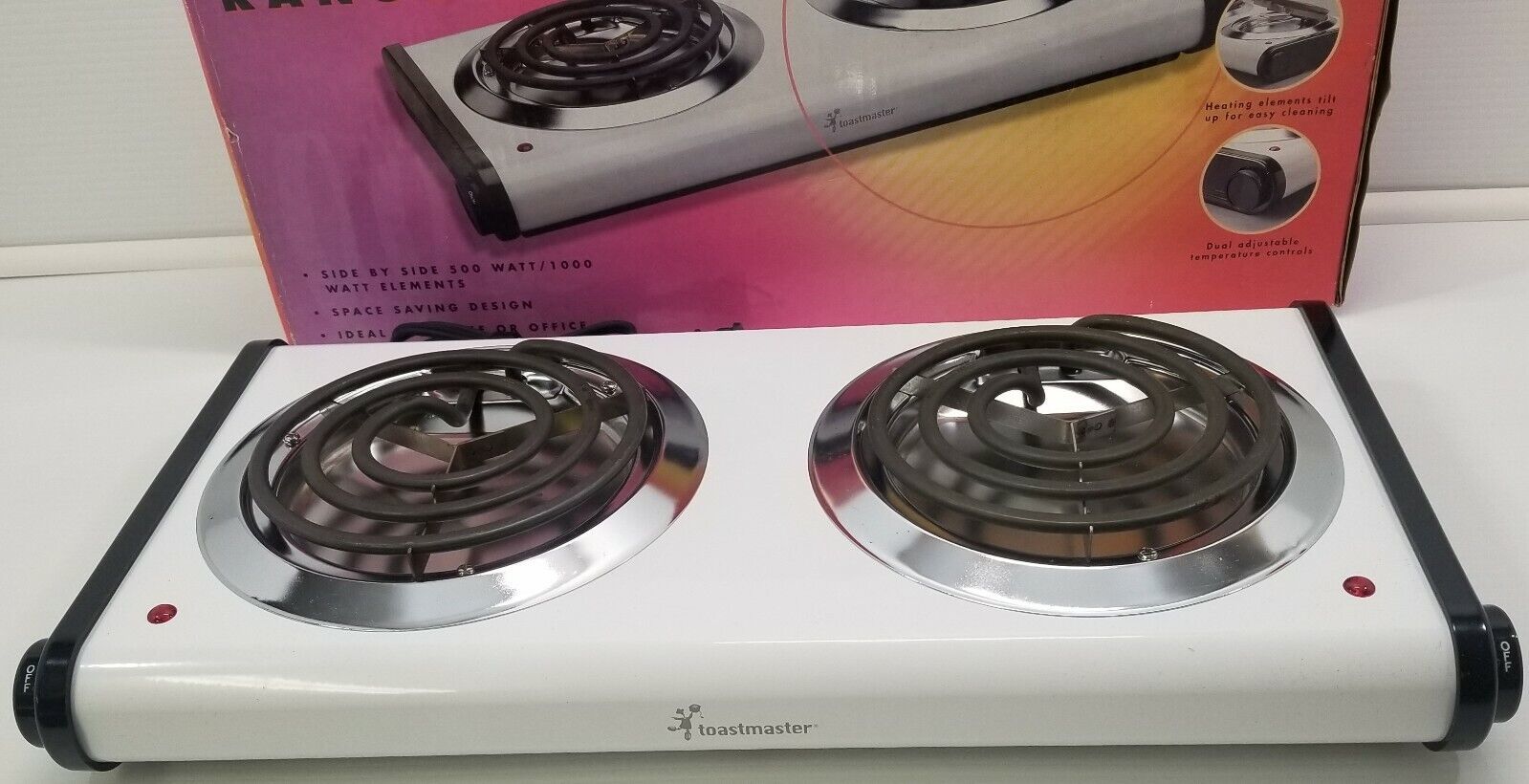 N) Toastmaster Double Buffet Range Double Burner Model TTS2 500 Watt/1000 Watt Burners & Hot