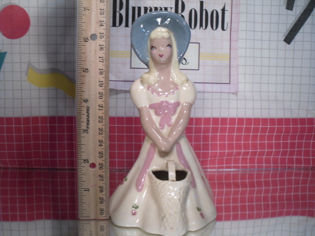 Yona Porcelain Handcrafted Girl with Basket Figurine Vintage