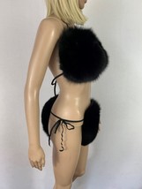 Fox Fur Bikini Double Sided Fur Two Pieces Bikini Fur Top And Panties Black Fur image 3