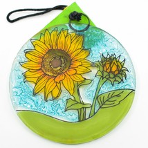 Fused Art Glass Sunflower Floral Flower Suncatcher Ornament Handmade Ecuador