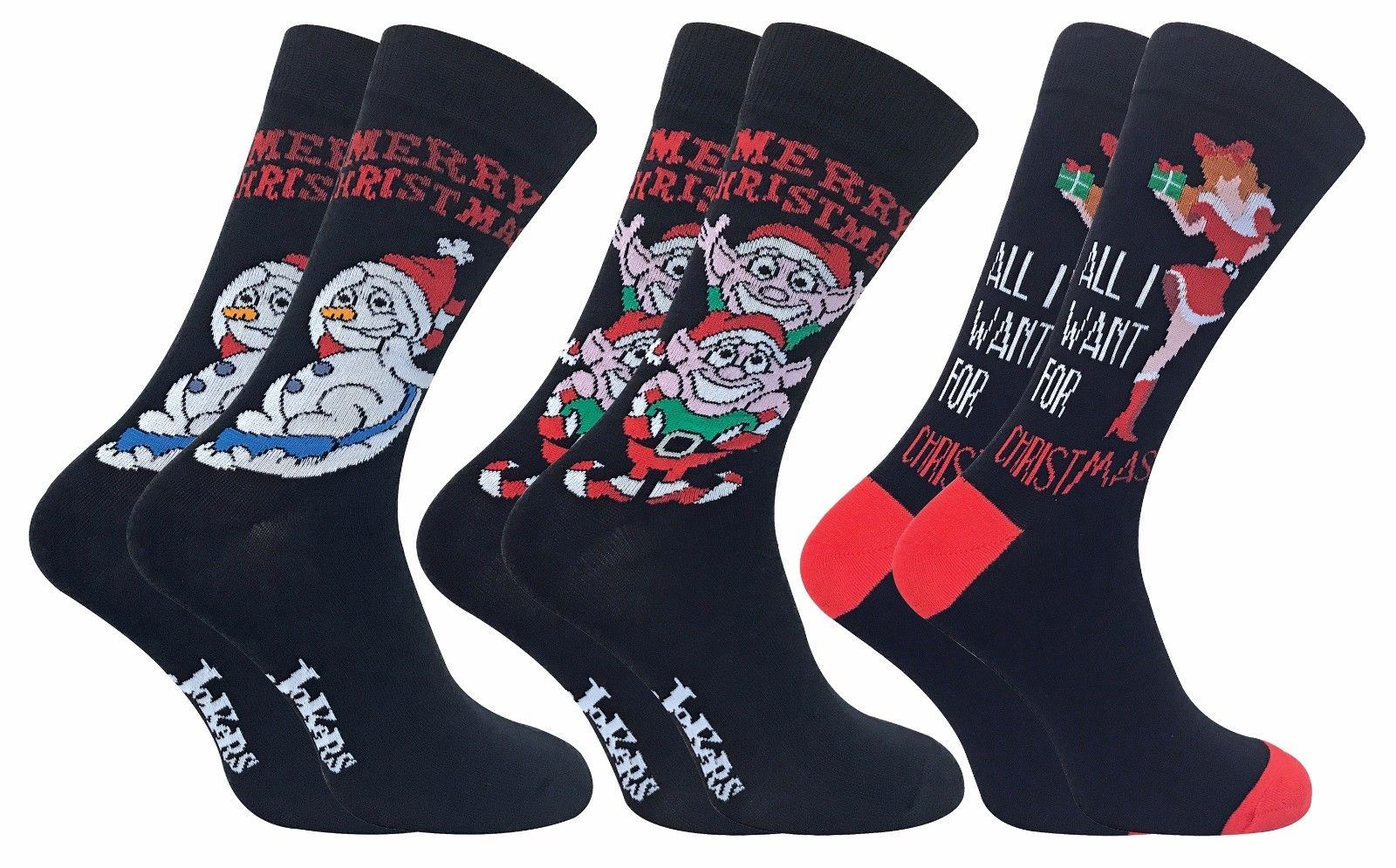 Image of 2 Pack Men Thin Funky Colorful Cotton Rich Novelty Xmas Christmas Socks for Gift