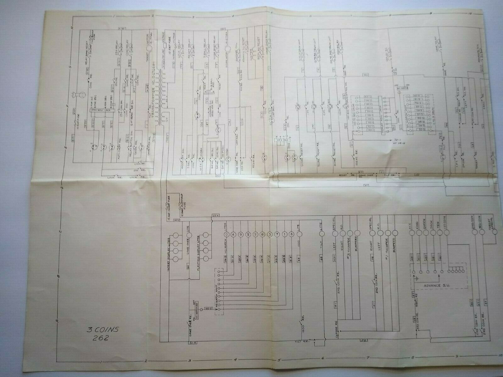 3 Coins 1962 Williams Pinball Machine Game Schematic Wiring Diagram ...