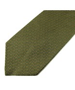 Valentino Cravette Woven Silk Neck Tie Chevron Wave Green Gold Tan Zigza... - $34.60