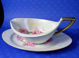 Small Gravy Boat &amp; Underplate Saucer PM Moschendorf Bavaria Luster Pink ... - $22.76