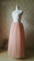 Deep Blush Tulle Maxi Skirt Floor Length Puffy Tulle Bridal Skirt Plus Size image 4