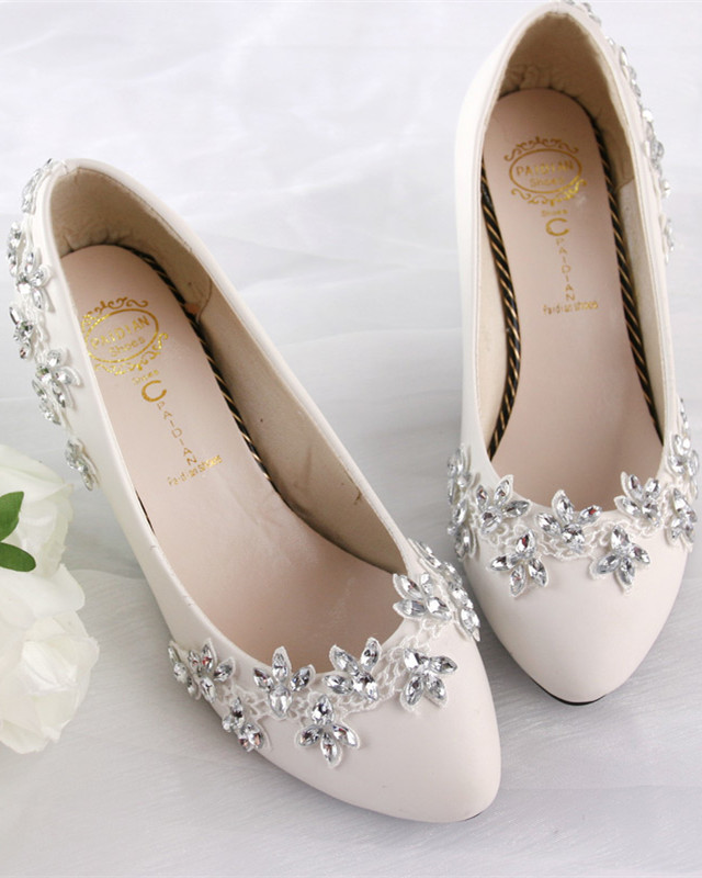 Embellished shoes Wedding flats ivory Women's Bridal Shoes UK Size 2,3,4,5,6,7,8