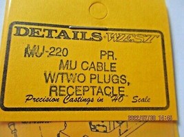 Details West # MU-220 MU Cable w/2 Plugs, Receptacle. 1 Pair. HO-Scale image 2