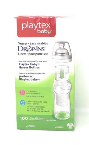 New Free Shipping. 100 Count 8-10 oz Playtex Nurser Bottle Liners Drop-Ins
