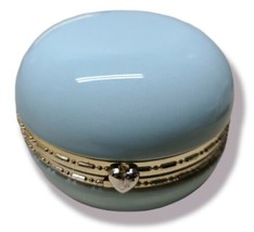 Vintage Robin Egg Blue Ceramic Hinged Jewelry Trinket Box image 2