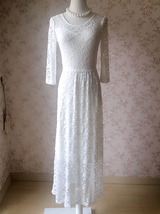 Ivory White LACE DRESS Long Lace Dress Bohemian Beach Dress Long Sleeve Wedding image 1