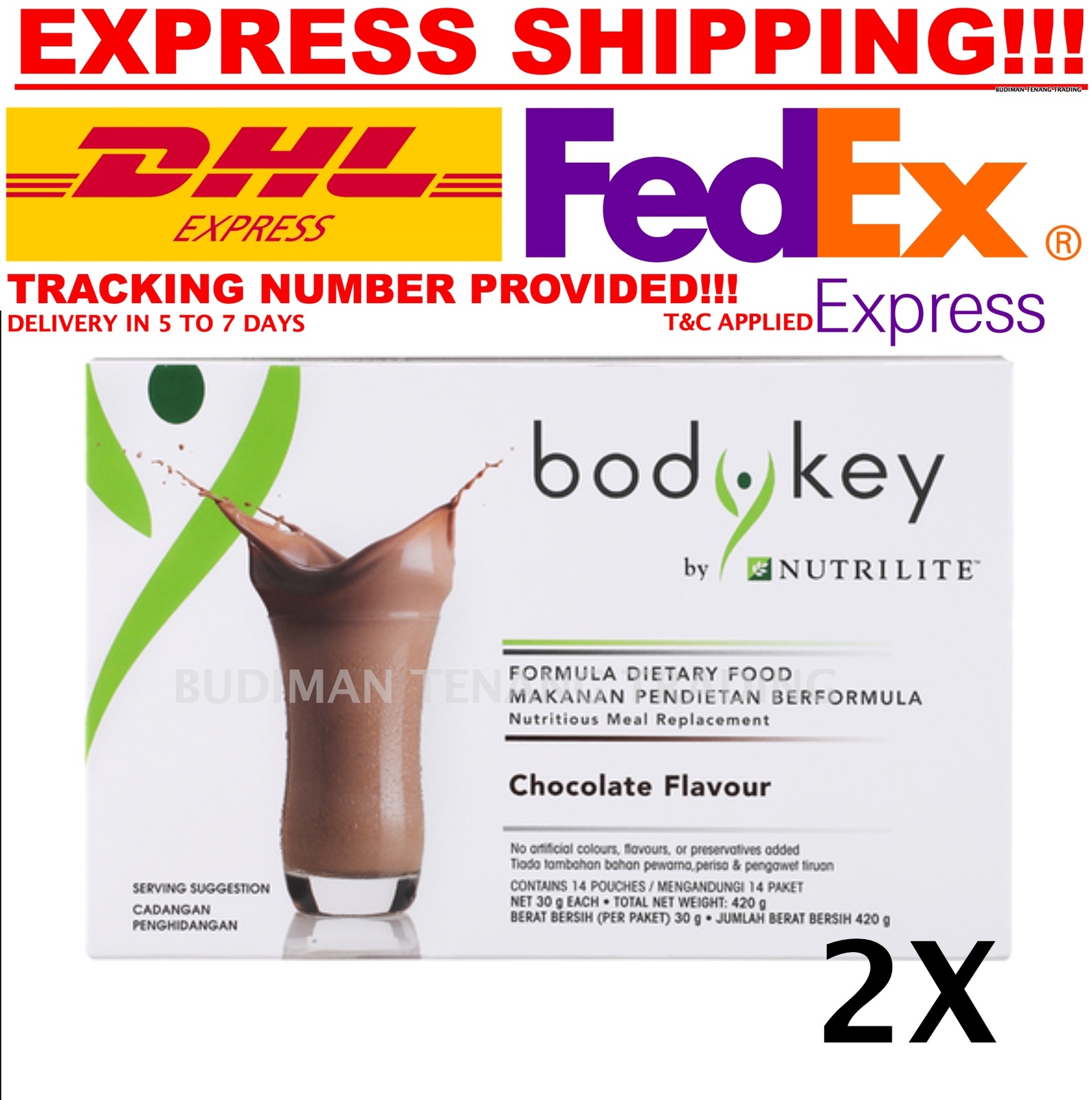 Primary image for 2 BOX BodyKey By Nutrilite Meal Replacement Shake - Chocolate FREE SHIPPING