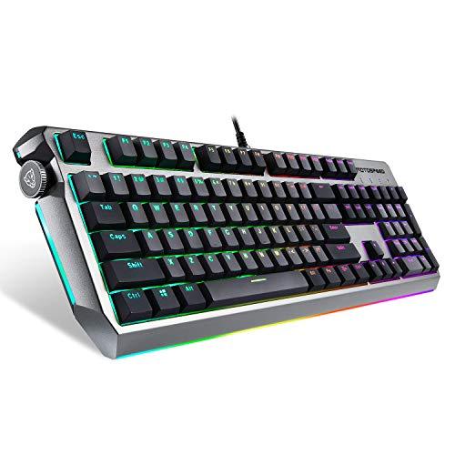 SZYT Mechanical Keyboard with Volume Control Knob RGB LED Backlit PBT