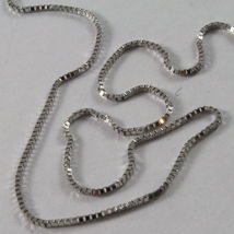 18K WHITE GOLD CHAIN MINI 0.8 MM VENETIAN SQUARE LINK 15.75 INCH. MADE IN ITALY image 3