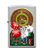  &quot;Casino Games-Gambling&quot; Satin Chrome Finish Lighter Zippo Lighter  - $28.45