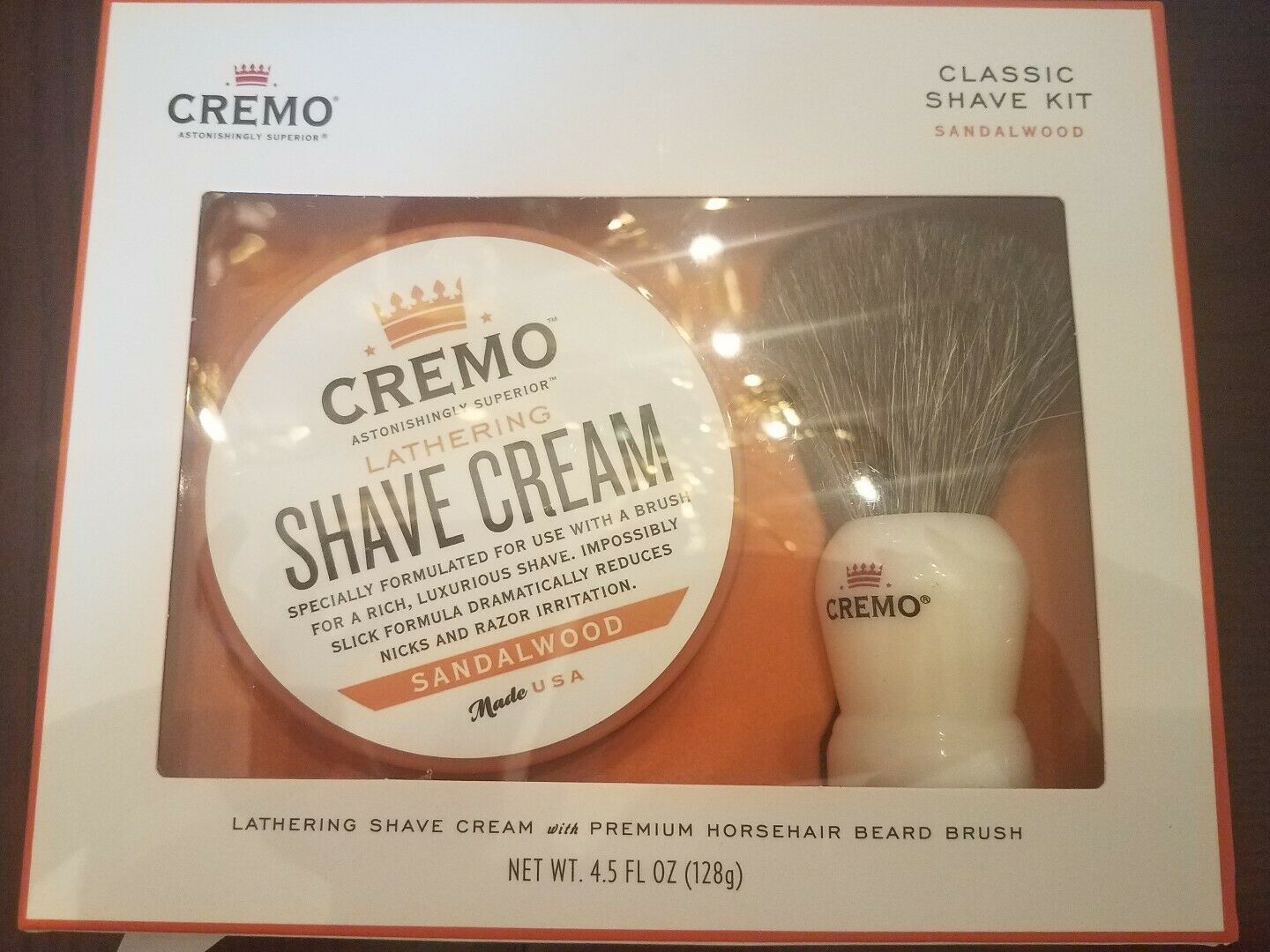 Primary image for Cremo Lathering Shave Cream Kit with Premium Horse Hair Shave Brush 4.5 FL OZ