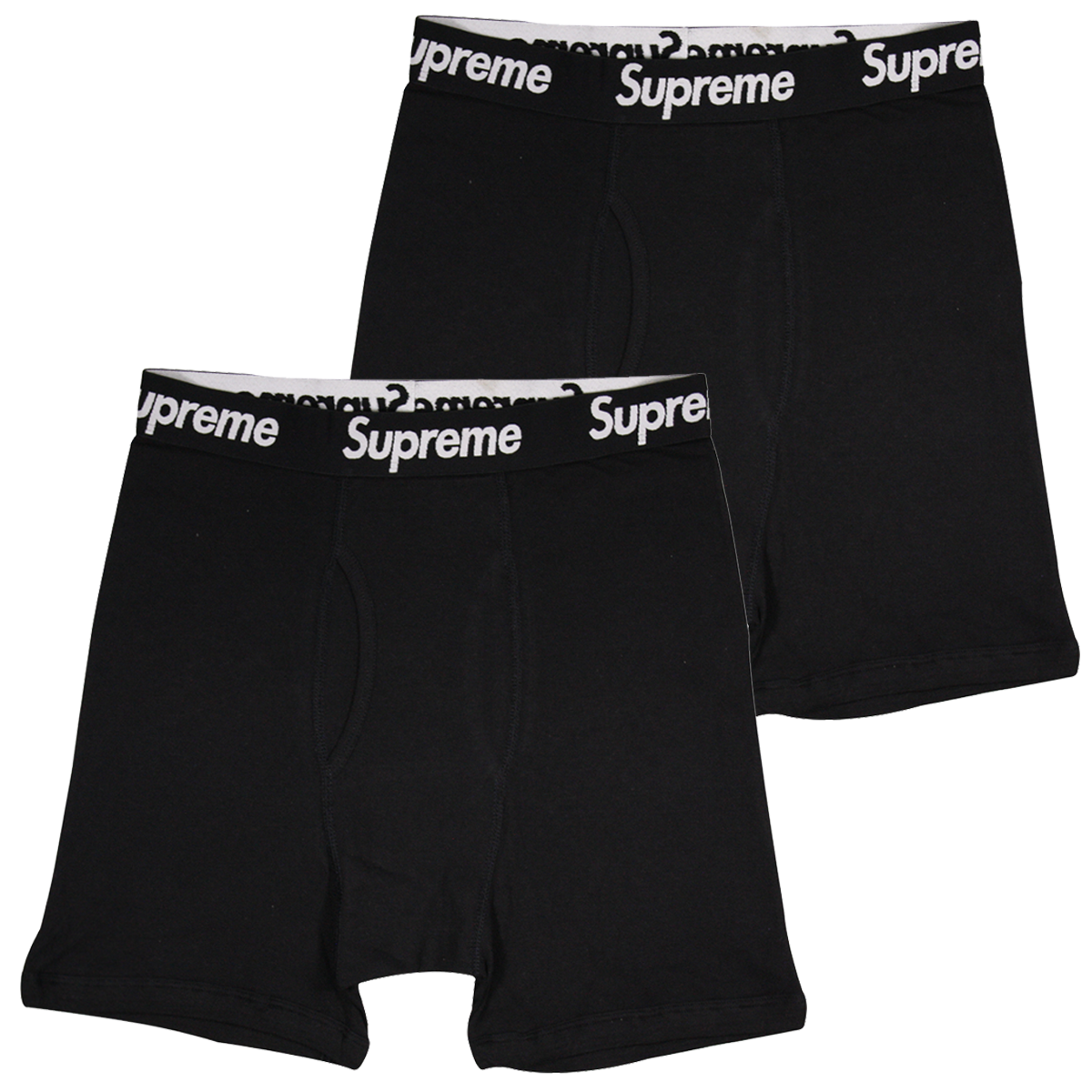 Supreme x Hanes Men's 100% Authentic 2 Pack Black Boxer Briefs