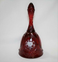 Fenton HP Signed Donna R Ruby Red White Rose Bell  #2346 - $38.00