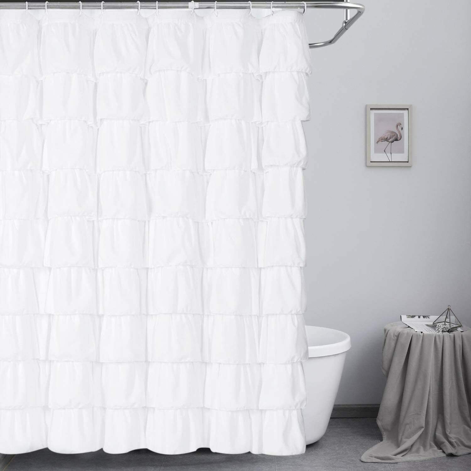 Farmhouse French Country Boho White Ruffle Ruffles Fabric Shower