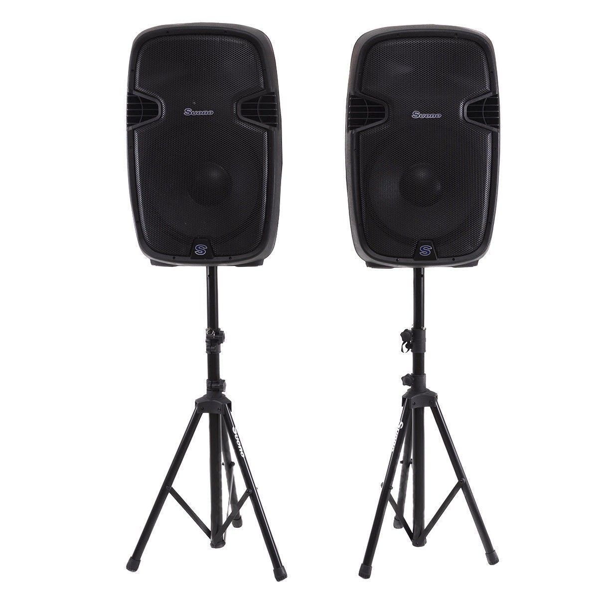 Wireless Speaker Set Bluetooth Portable Mic Remote 2 Stand Party Live Music Gigs Speakers