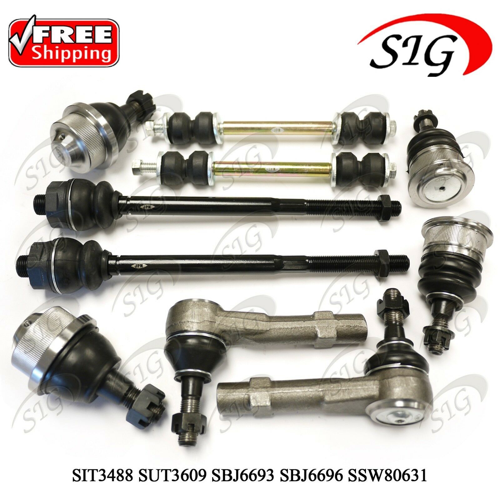 10pc JPN Suspension Link Tie Rods Kit Ball Joint For GMC Sierra 2500HD
