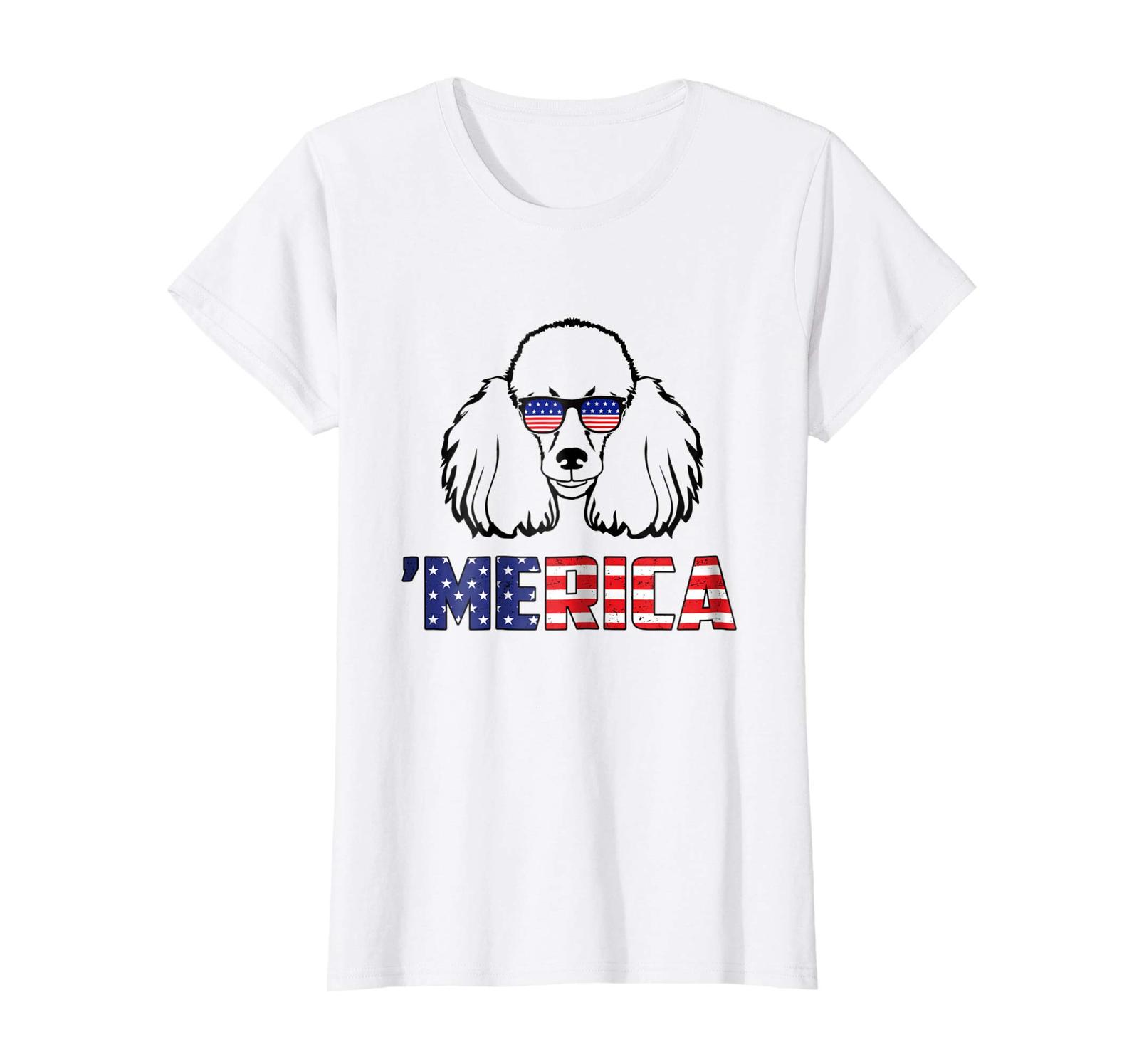 Dog Fashion - Patriotic Poodle Dog Merica T-Shirt 4th of july Wowen