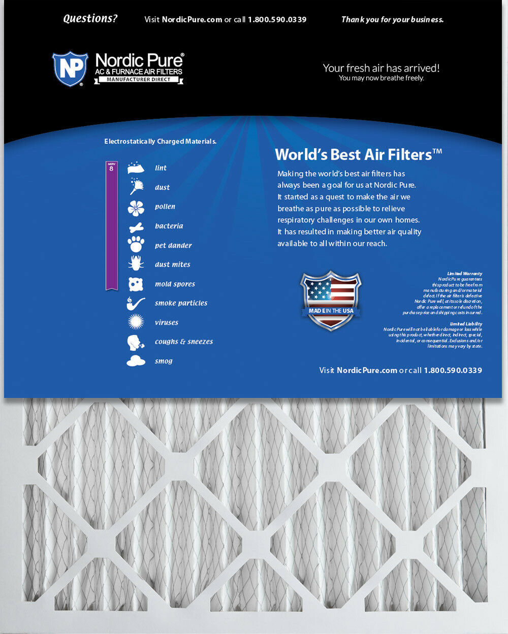 Nordic Pure 19/_1//2x23/_1//2x1 Exact MERV 8 Pleated AC Furnace Air Filters 4 Pack