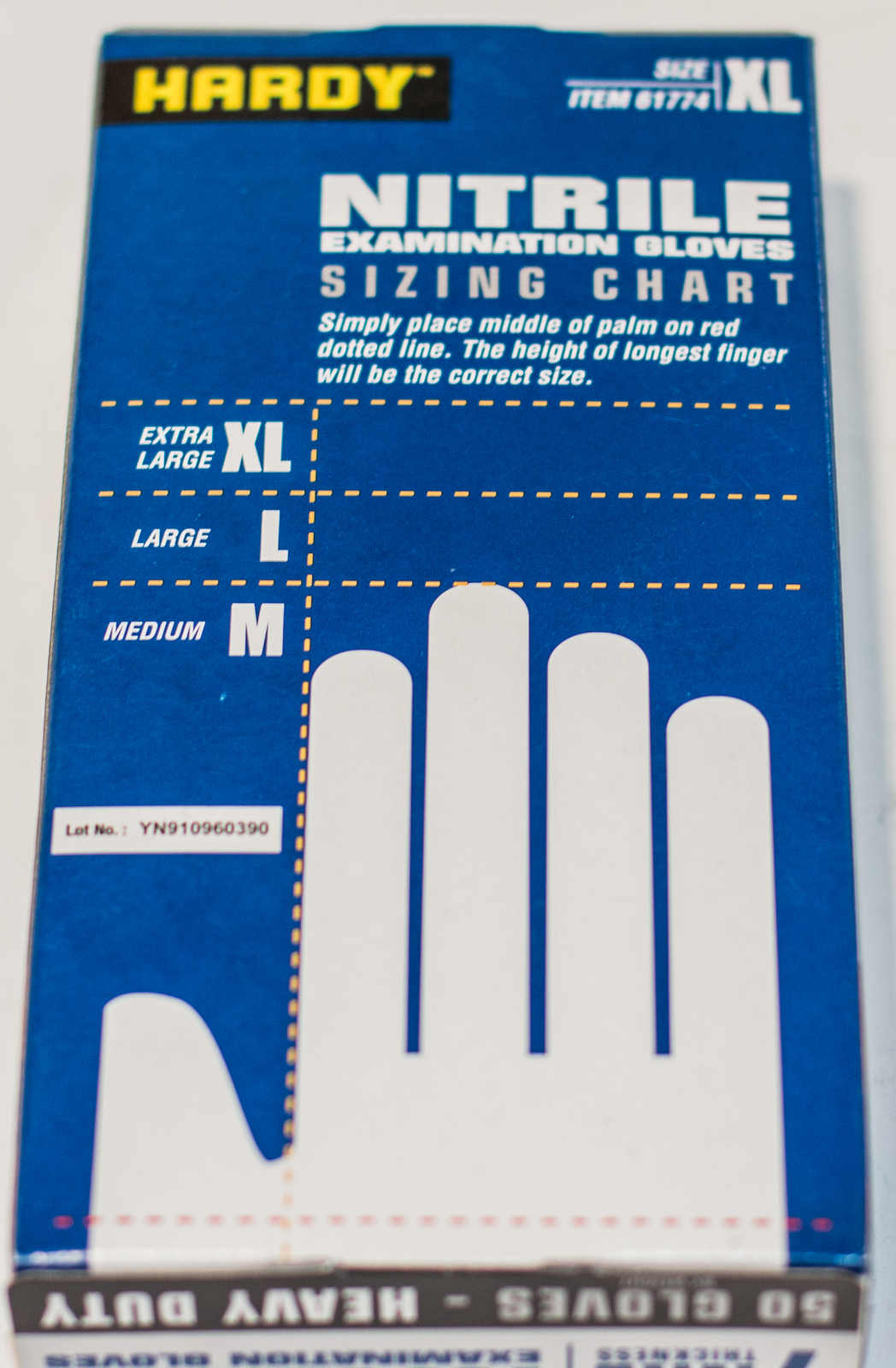 Hardy 7 mil Nitrile Examination Gloves PowderFree 50 Pc Heavy Duty