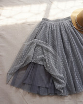 Women Black Midi Tutu Skirt Polka Dot Tulle Skirt Wedding Party Skirt Outfit image 9