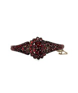 Genuine Natural Bohemian Garnet Bangle with Rosette Center Jewelry (#J5960) - $513.81