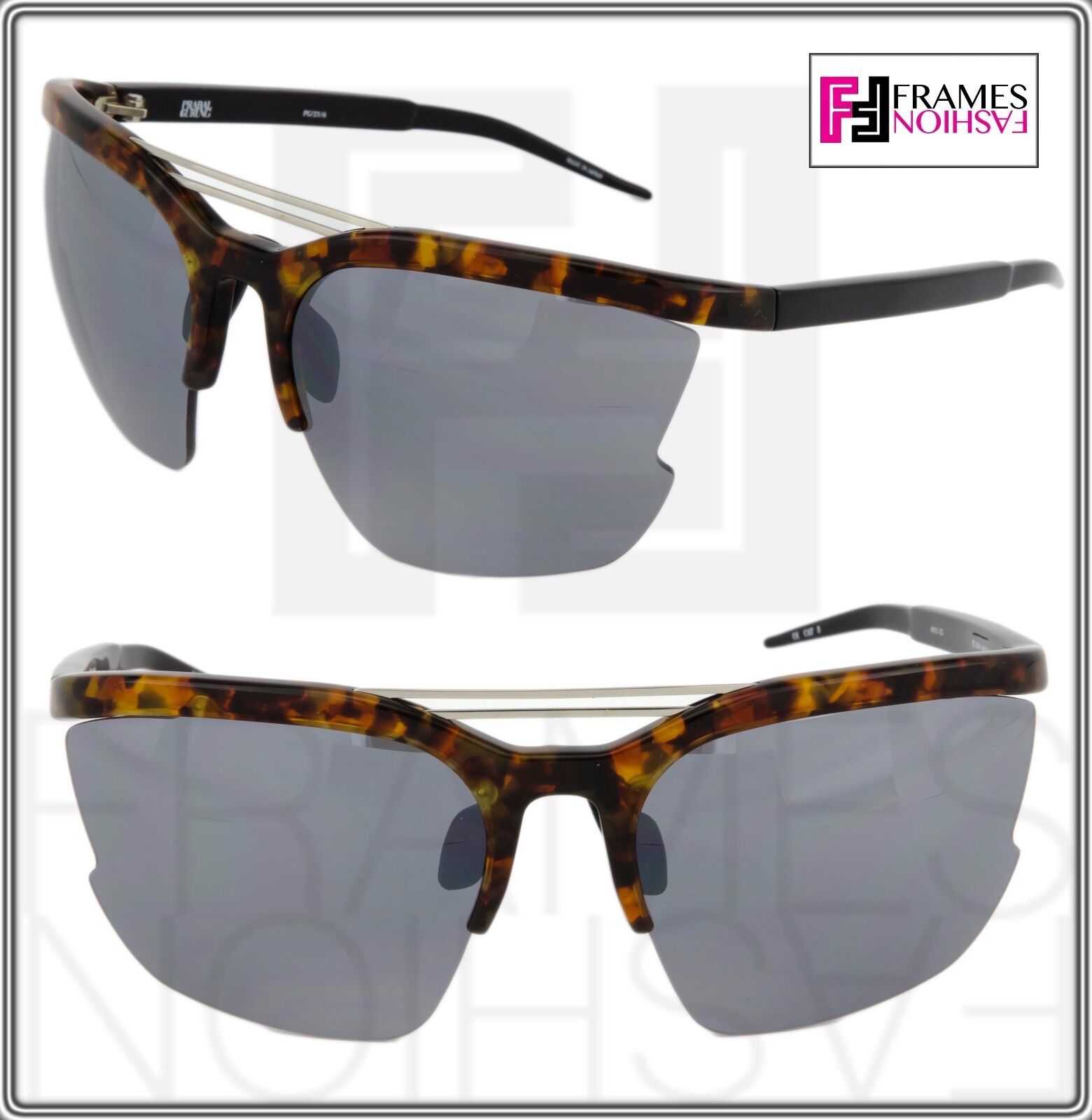 LINDA FARROW Prabal Gurung Mask Black Brown Havana Mirrored PG21 Sunglasses