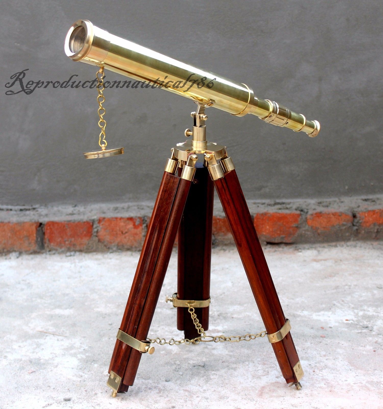 NAUTICAL ANTIQUE DESIGN SCOPE TELESCOPE MARINE VINTAGE TRIPOD OLD NAVY ...