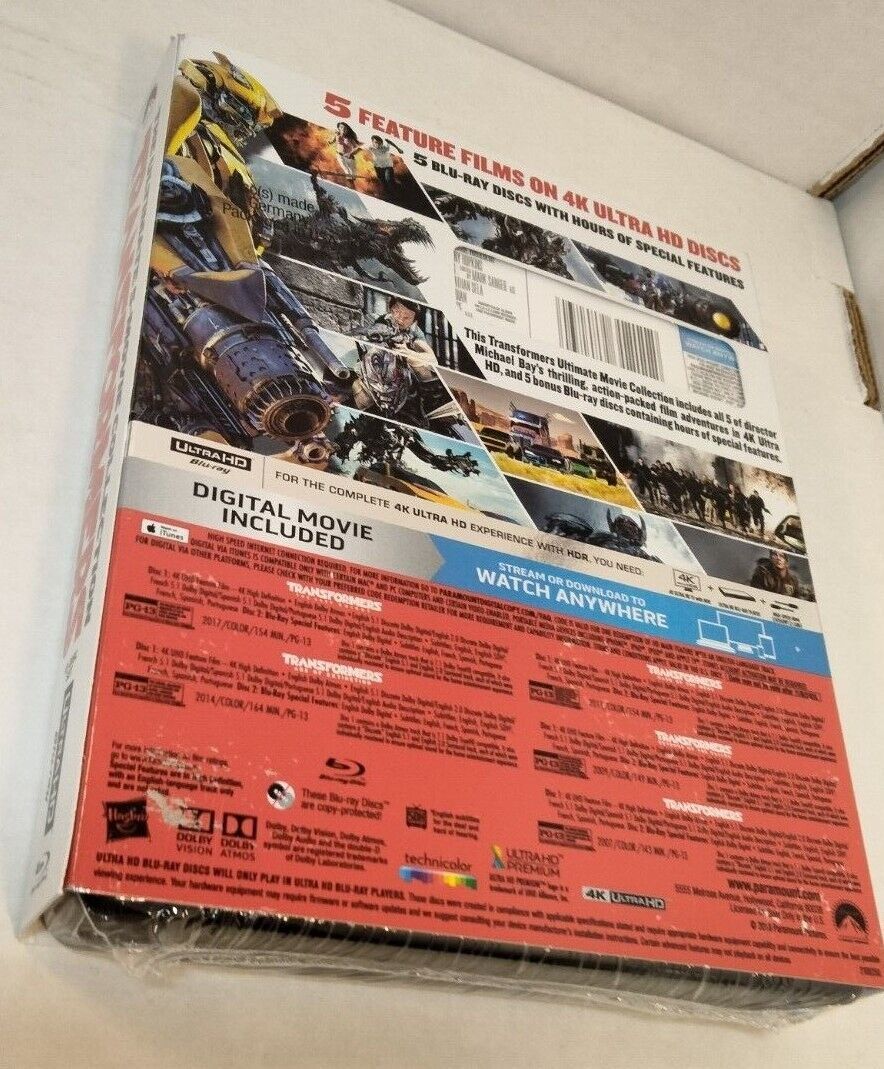 Transformers The Ultimate 5 Movie Collection (4KNo DIGITAL)Shipping w/Tracking DVDs & Blu