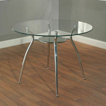 Glass Top 5 Pes Dining Set Table 4 Chairs Round Kitchen Breakfast Furniture image 3
