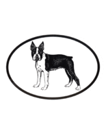 Dog Breed Oval Vinyl Car Decal Black &amp; White Sticker - Boston Terrier - $4.00