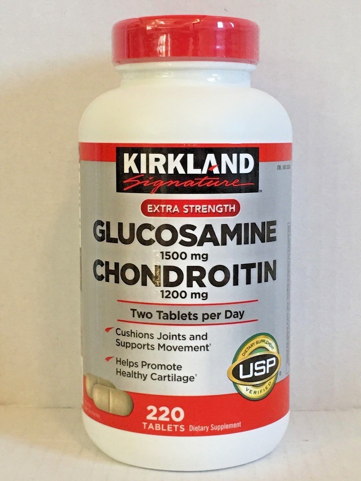 Kirkland Signature Glucosamine/Chondroitin Sulfate 220 Tablets bottle