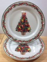 Dansk Nordic Holiday Fruit Tree 2 Dinner Plates Holiday Christmas Portugal - $63.54