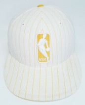 NBA Basketball Hat White w/Yellow/Gold Pinstripe Fitted Cap Reebok - Very Nice!  - $25.63