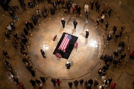 Former President George H.W. Bush casket at the Capitol Rotunda Photo Print - $8.81+