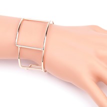 Rose Tone Bangle Bracelet Cuff With Trendy Geometric Design - $22.99