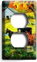 Amish Country Farm Barn Cows Horse Carriage Mail Box Outlet Plate Room Art Decor - $10.22
