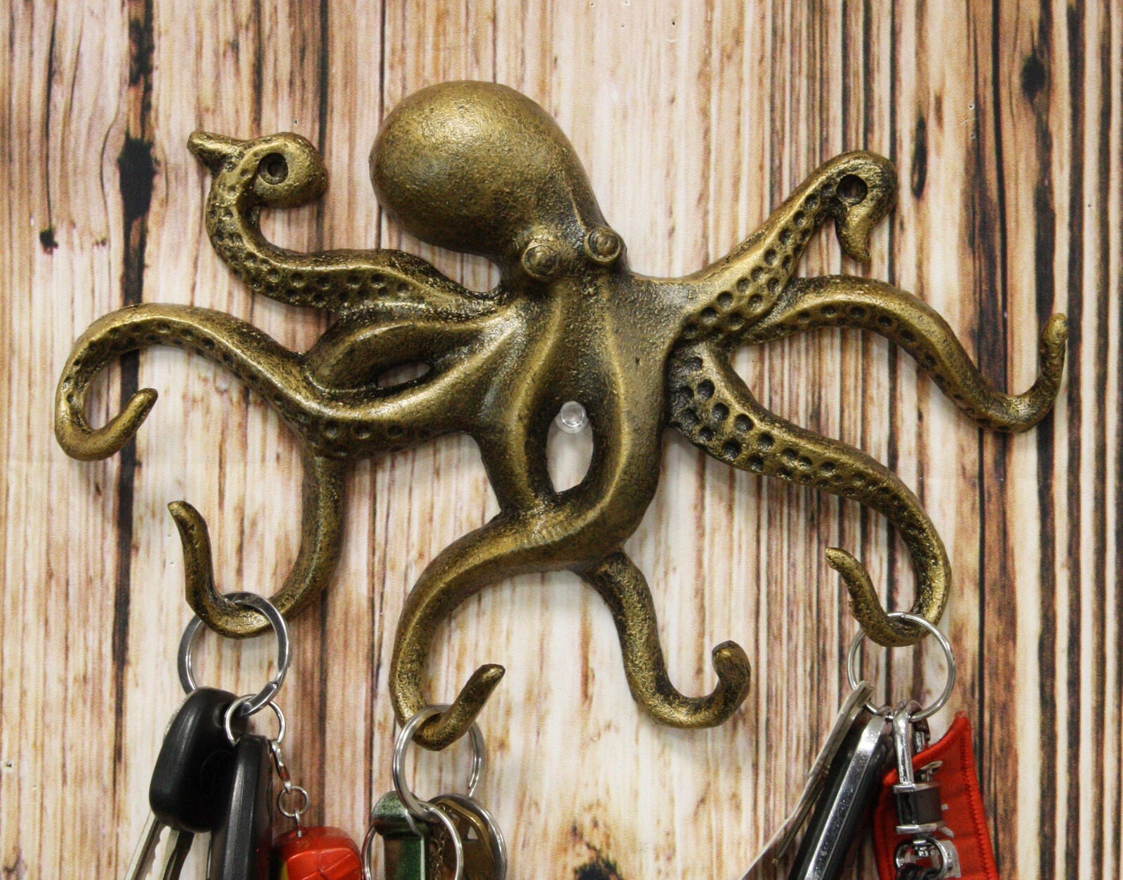 10.25"W Aluminum Nautical Cthulhu Kraken Sea Octopus Monster Wall Hooks Decor - $28.99