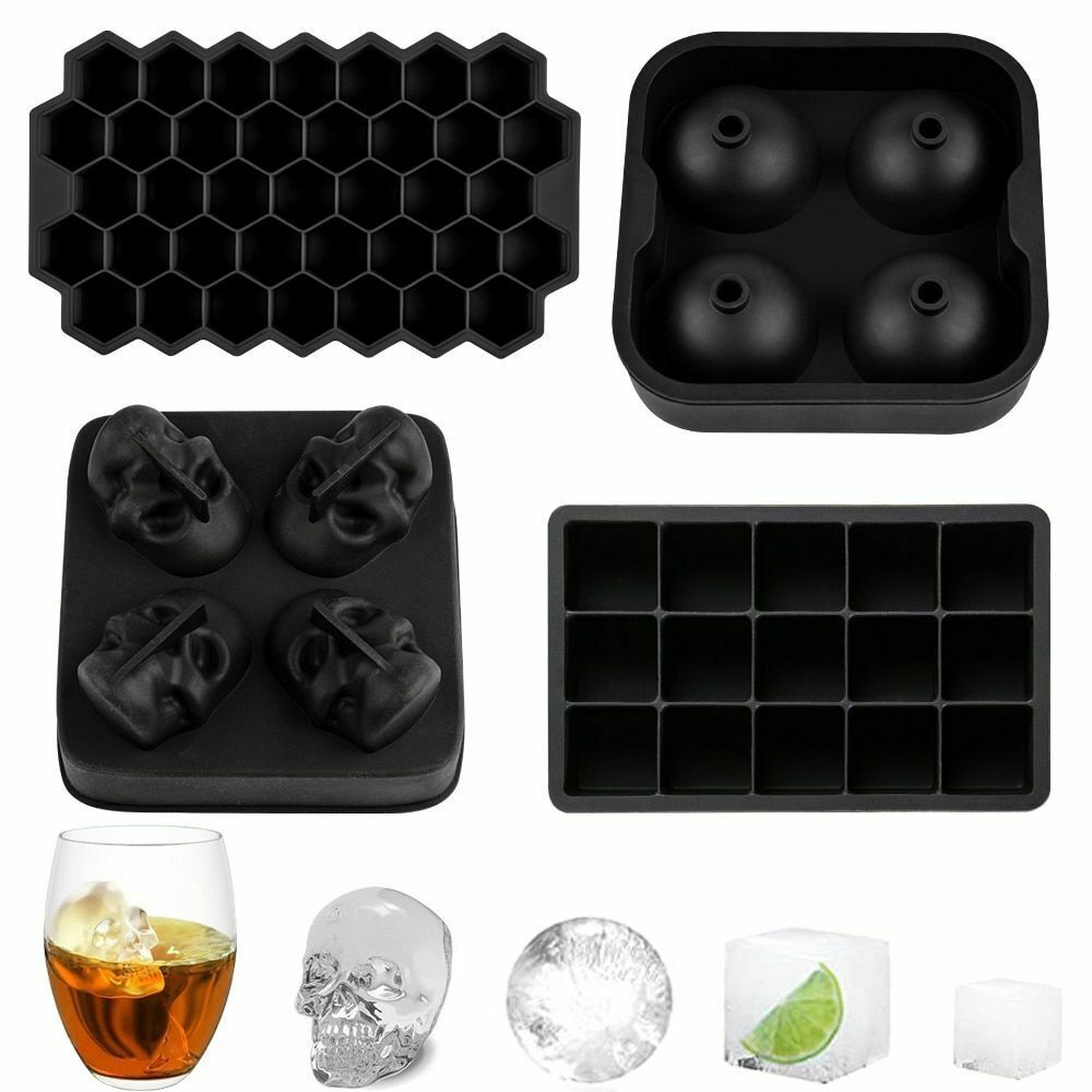 Square Skull Ice Cube Maker Ice Ball Mold Silicone Ice Cube Trays For Party