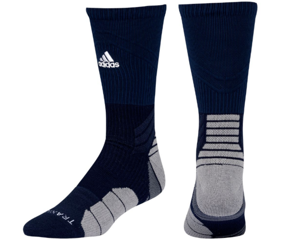 adidas Traxion Menace Crew Athletic Socks Climalite Navy Blue Grey XL ...